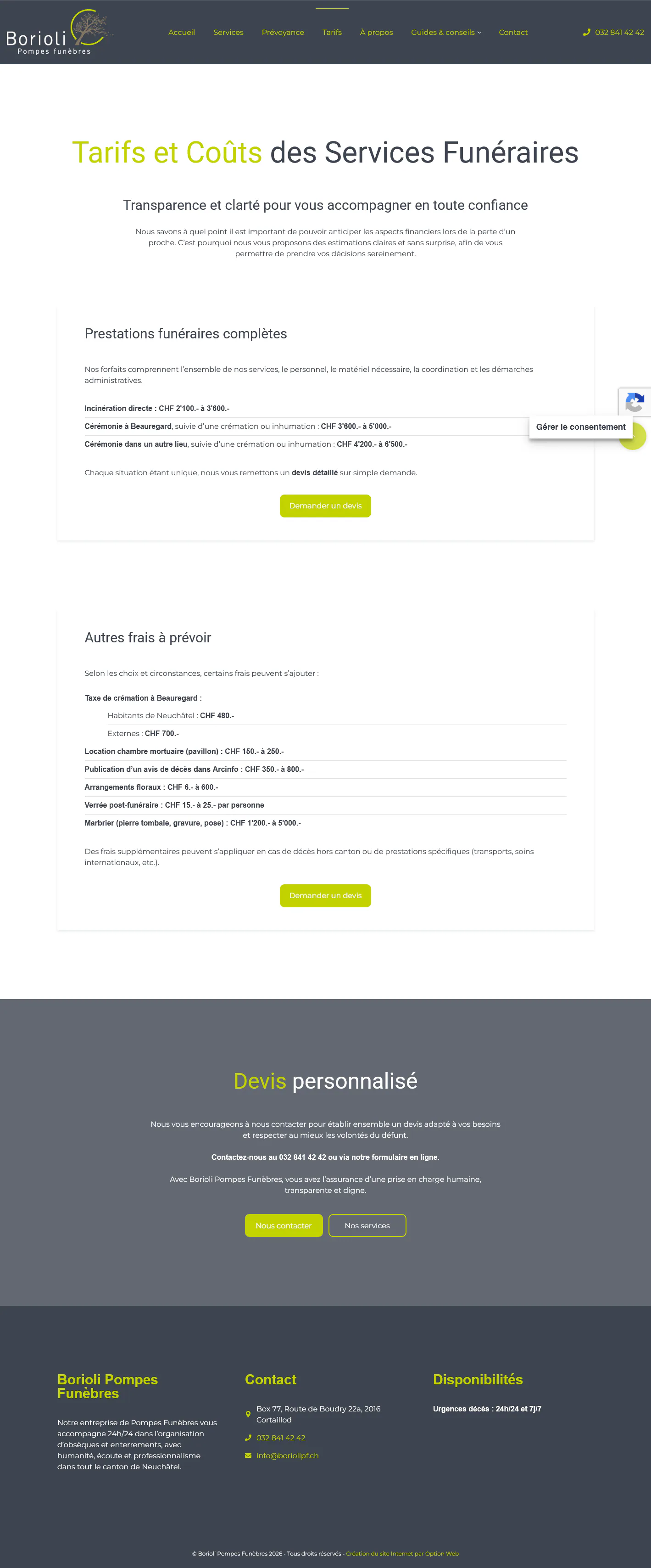 Capture du projet borioli pompes funebres