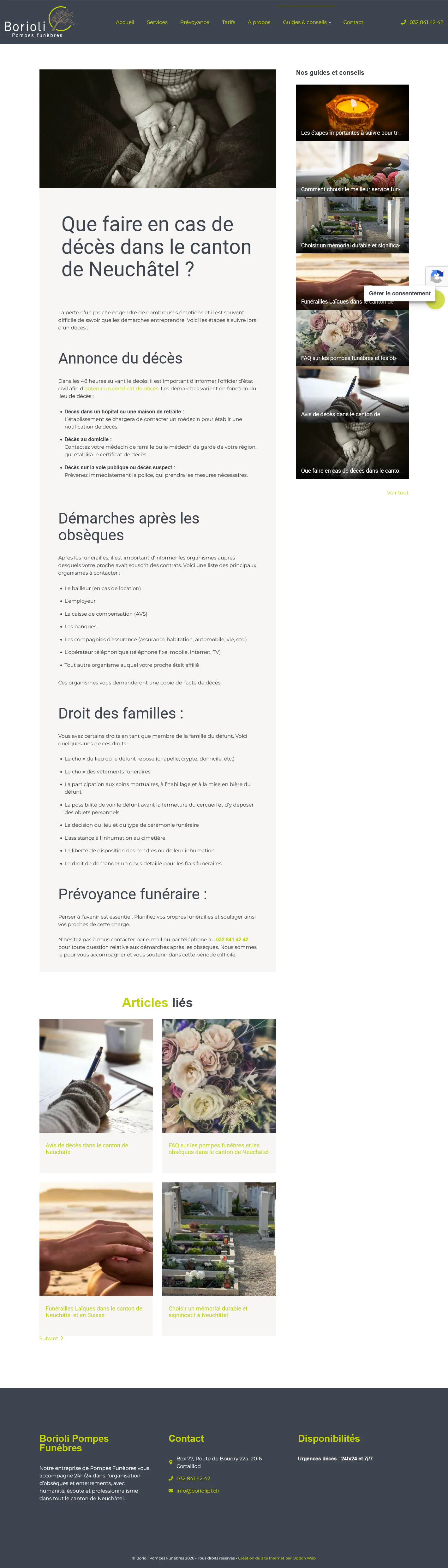 Capture du projet borioli pompes funebres